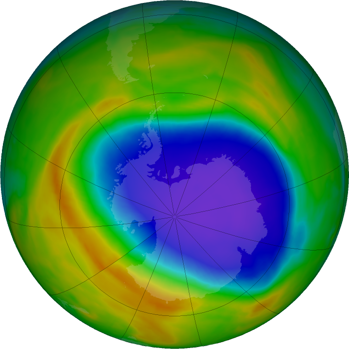 Antarctic ozone map for 24 October 2023